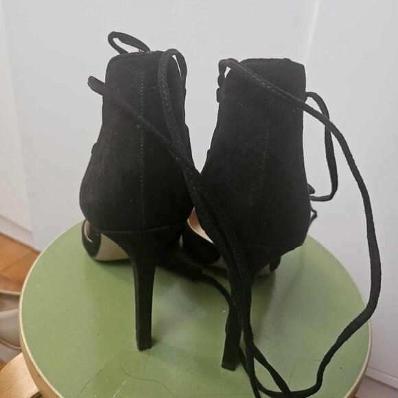 Jessica Simpson Black Suede Lace Up Heels Size 6 - Picture 3 of 5